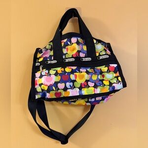 LeSportsac Black Multicolor Apple Print Small Tote Bag